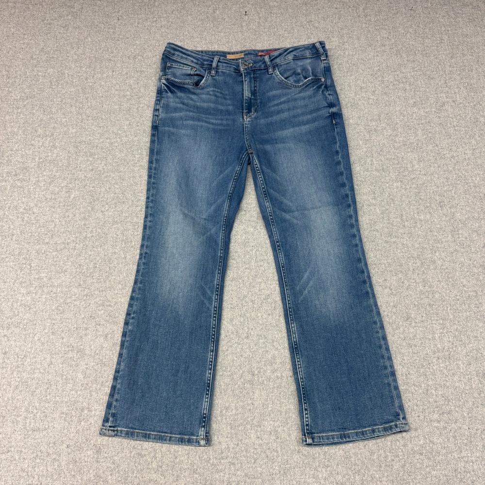 Pilcro and the Letterpress Straight Leg Jeans 31 Blue Stretch Denim Whiskered